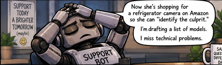Support Bot reveals Linda had used some of the creamer herself.